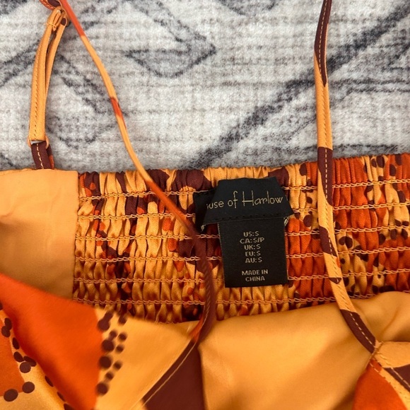 House of Harlow 1960 Retro inspired crop top wide leg Pants Set Small Tropical - Picture 6 of 6